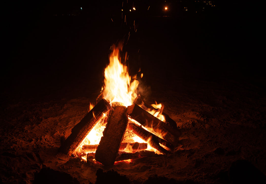 Bonfire on beach in Port Aransas