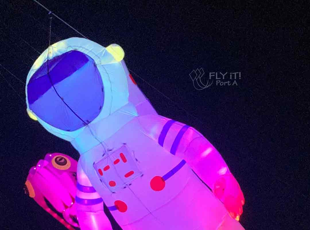 Lighted Astronaut kite - at night