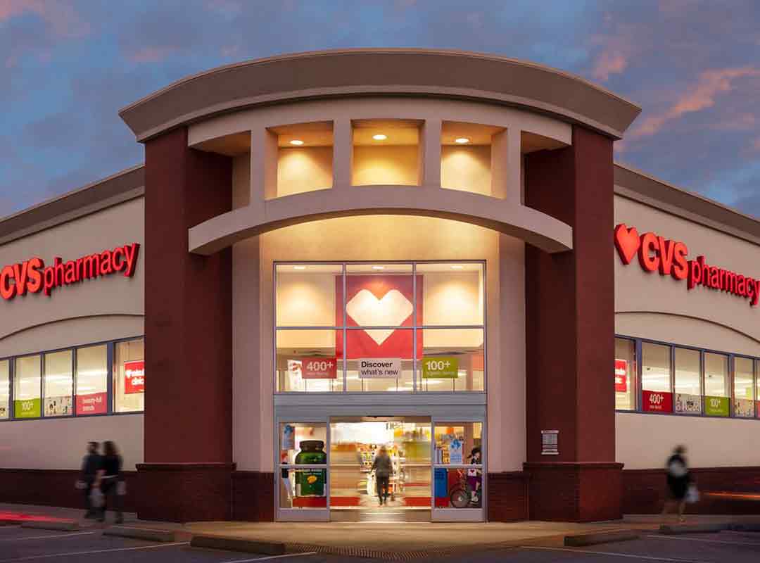 CVS Pharmacy outside at night